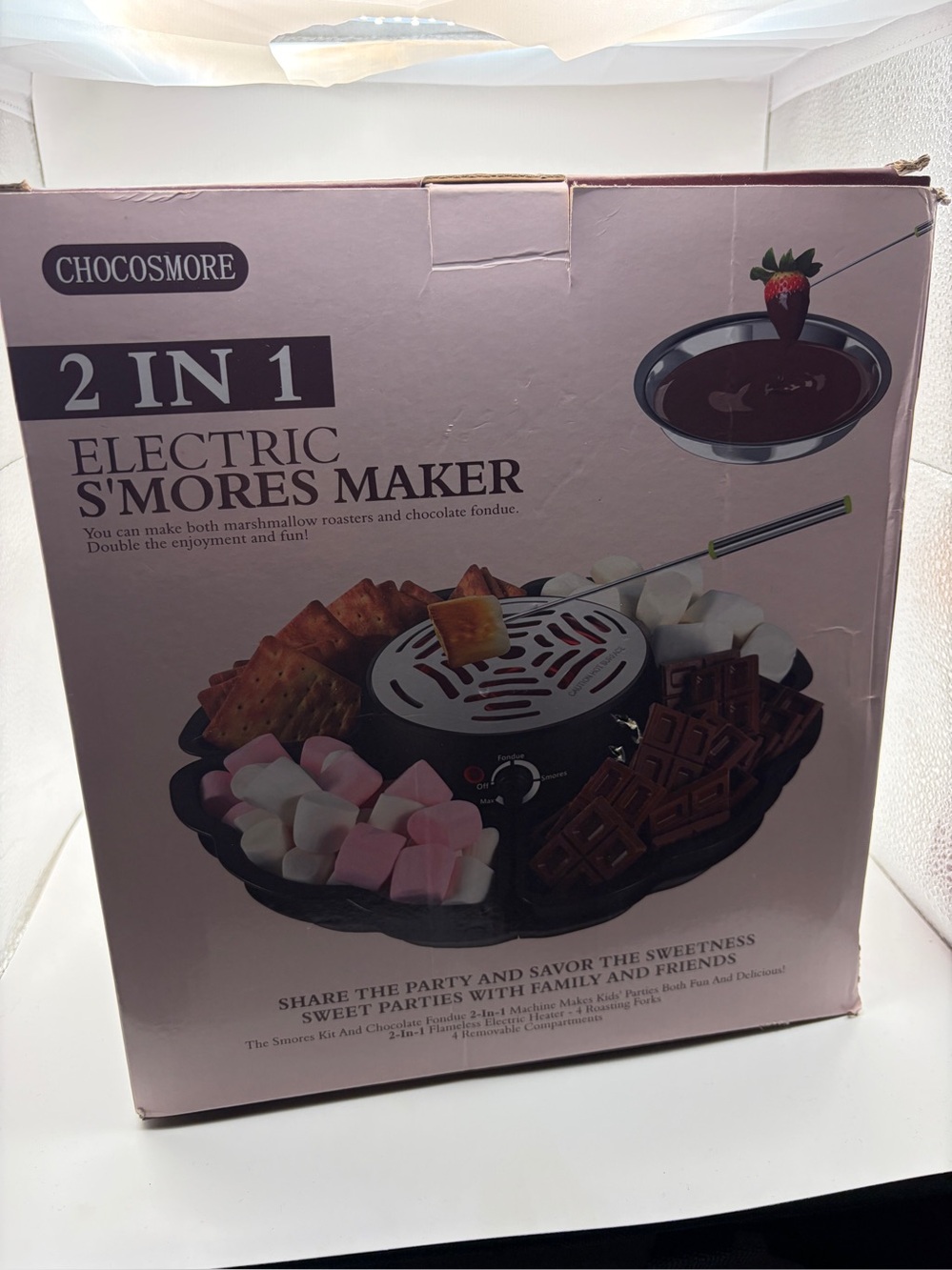 New Chocosmore - 2 In 1 Electric S‘mores and Chocolate Fondue Maker